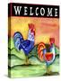 Rooster Chicken Flag-Cheryl Bartley-Stretched Canvas