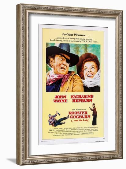 ROOSTER COGBURN, John Wayne, Katharine Hepburn, 1975-null-Framed Art Print