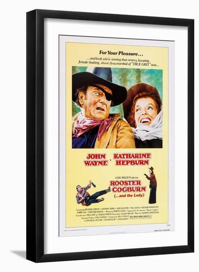 ROOSTER COGBURN, John Wayne, Katharine Hepburn, 1975-null-Framed Art Print