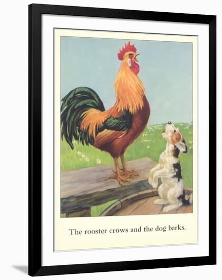 Rooster Crows and Dog Barks-null-Framed Art Print