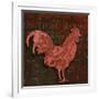 Rooster Damask 1-Diane Stimson-Framed Art Print