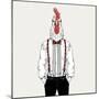 Rooster Dressed up in Classy Style-Olga_Angelloz-Mounted Art Print