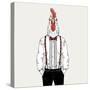 Rooster Dressed up in Classy Style-Olga_Angelloz-Stretched Canvas