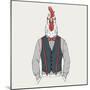 Rooster Dressed up in Retro Style-Olga_Angelloz-Mounted Art Print