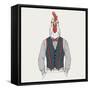 Rooster Dressed up in Retro Style-Olga_Angelloz-Framed Stretched Canvas