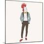 Rooster Dressed up in Trendy Suit-Olga_Angelloz-Mounted Art Print