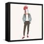 Rooster Dressed up in Trendy Suit-Olga_Angelloz-Framed Stretched Canvas