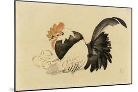 Rooster, Hen, and Chicks, Meiji Era, 1870-79-Shibata Zeshin-Mounted Giclee Print