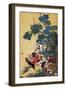 Rooster, Hen and Hydrangea-Jakuchu Ito-Framed Giclee Print