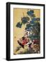 Rooster, Hen and Hydrangea-Jakuchu Ito-Framed Giclee Print