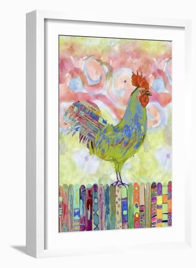 Rooster on a Fence I-Ingrid Blixt-Framed Art Print