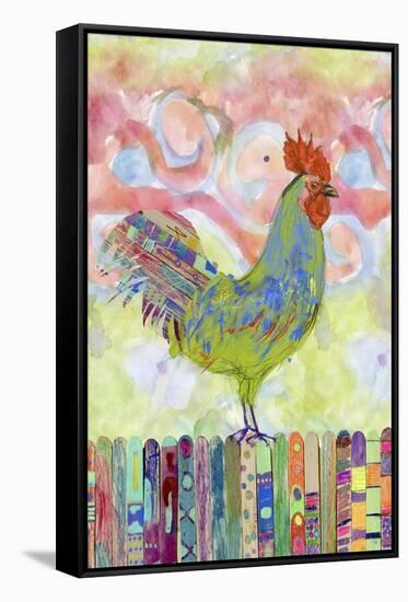 Rooster on a Fence I-Ingrid Blixt-Framed Stretched Canvas