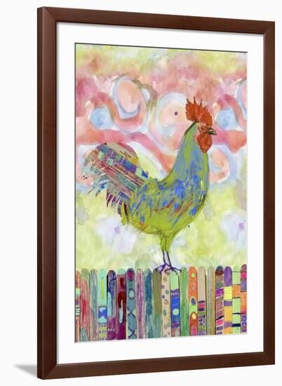 Rooster on a Fence I-Ingrid Blixt-Framed Premium Giclee Print
