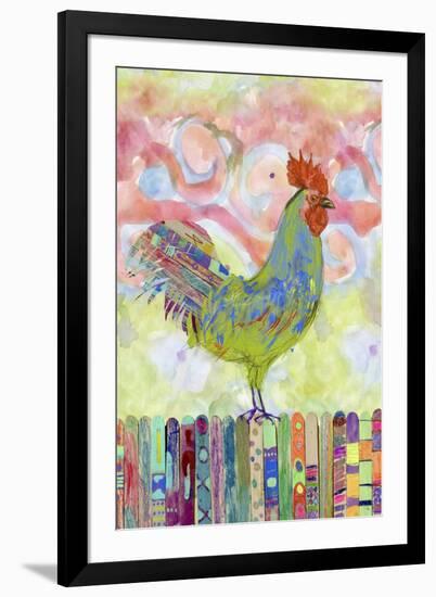 Rooster on a Fence I-Ingrid Blixt-Framed Premium Giclee Print