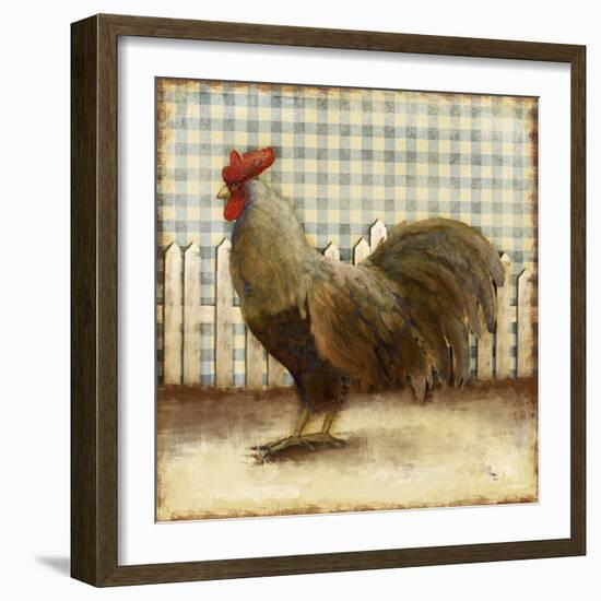 Rooster on Damask II-Dan Meneely-Framed Art Print