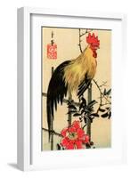 Rooster on Trellis for Climbing Rose, 1854-Utagawa Hiroshige-Framed Art Print