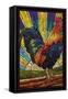 Rooster - Paper Mosaic-Lantern Press-Framed Stretched Canvas