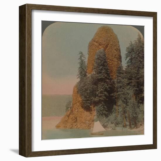 Rooster Rock, curious rock formation along the Columbia River, Oregon', 1902-Elmer Underwood-Framed Photographic Print