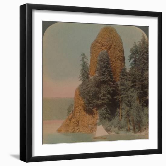 Rooster Rock, curious rock formation along the Columbia River, Oregon', 1902-Elmer Underwood-Framed Photographic Print