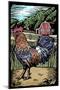 Rooster - Scratchboard-Lantern Press-Mounted Art Print