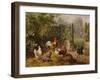 Rooster with Hens and Chicks-Carl Jutz-Framed Giclee Print