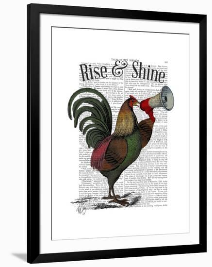 Rooster with Loudhailer-Fab Funky-Framed Art Print