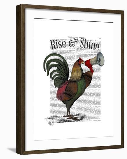 Rooster with Loudhailer-Fab Funky-Framed Art Print