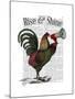 Rooster with Loudhailer-Fab Funky-Mounted Art Print