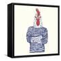 Rooster with Navy Tattoo-Olga_Angelloz-Framed Stretched Canvas