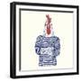 Rooster with Navy Tattoo-Olga_Angelloz-Framed Art Print