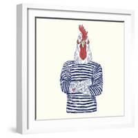 Rooster with Navy Tattoo-Olga_Angelloz-Framed Art Print