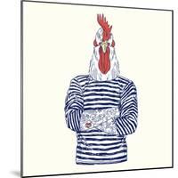 Rooster with Navy Tattoo-Olga_Angelloz-Mounted Art Print