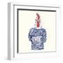 Rooster with Navy Tattoo-Olga_Angelloz-Framed Art Print