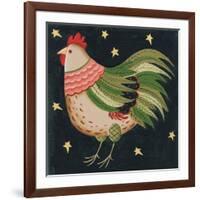 Rooster with Stars in Background Bordered-Beverly Johnston-Framed Giclee Print