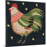 Rooster with Stars in Background Bordered-Beverly Johnston-Mounted Giclee Print