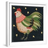 Rooster with Stars in Background Bordered-Beverly Johnston-Framed Giclee Print