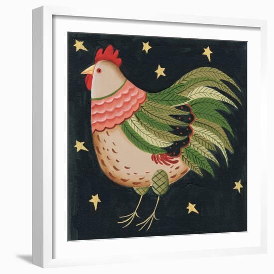 Rooster with Stars in Background Bordered-Beverly Johnston-Framed Giclee Print