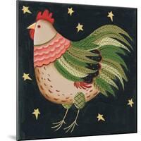 Rooster with Stars in Background Bordered-Beverly Johnston-Mounted Giclee Print