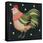 Rooster with Stars in Background Bordered-Beverly Johnston-Framed Stretched Canvas