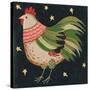 Rooster with Stars in Background Bordered-Beverly Johnston-Stretched Canvas
