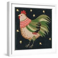 Rooster with Stars in Background Bordered-Beverly Johnston-Framed Giclee Print