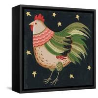 Rooster with Stars in Background Bordered-Beverly Johnston-Framed Stretched Canvas