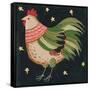 Rooster with Stars in Background Bordered-Beverly Johnston-Framed Stretched Canvas