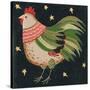 Rooster with Stars in Background Bordered-Beverly Johnston-Stretched Canvas