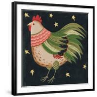 Rooster with Stars in Background Bordered-Beverly Johnston-Framed Giclee Print