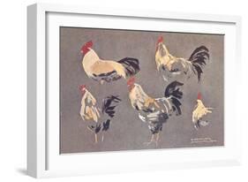 Roosters and Hens-null-Framed Art Print