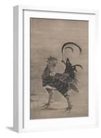 Roosters, Hen, and Chicks, Left of a Pair, 1795 (Ink on Paper) (Pair to 3742190)-Ito Jakuchu-Framed Giclee Print