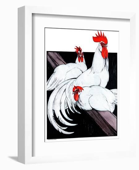 Roosting Rooster & Hens-Paul Bransom-Framed Giclee Print