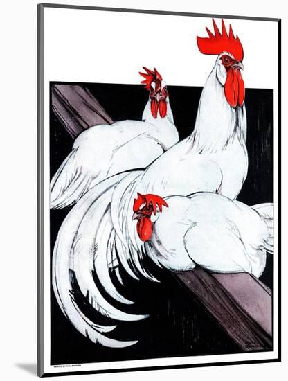 Roosting Rooster & Hens-Paul Bransom-Mounted Giclee Print