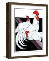 Roosting Rooster & Hens-Paul Bransom-Framed Giclee Print